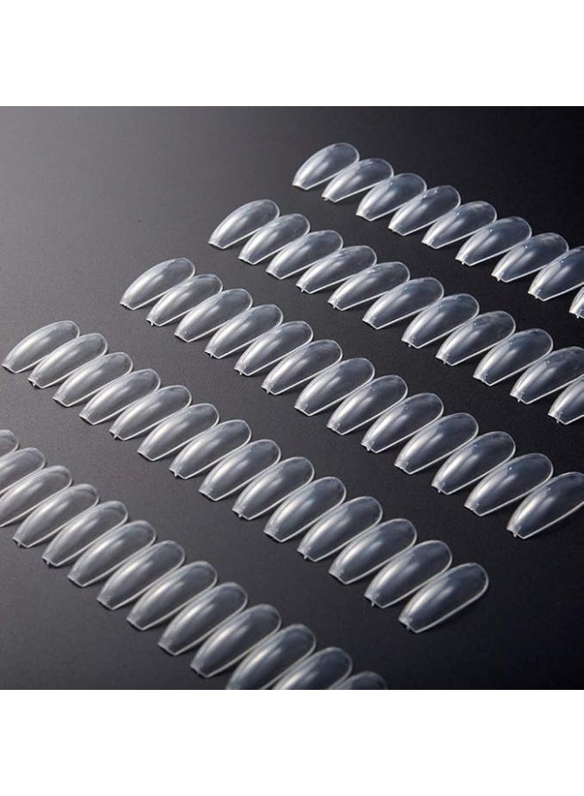 أظافر صناعية شفافة من الأكريليك لتغطية كاملة؛ أظافر لاصقة للاستخدام في الصالونات والمنزل. ١٠٠ قطعة - Image 1